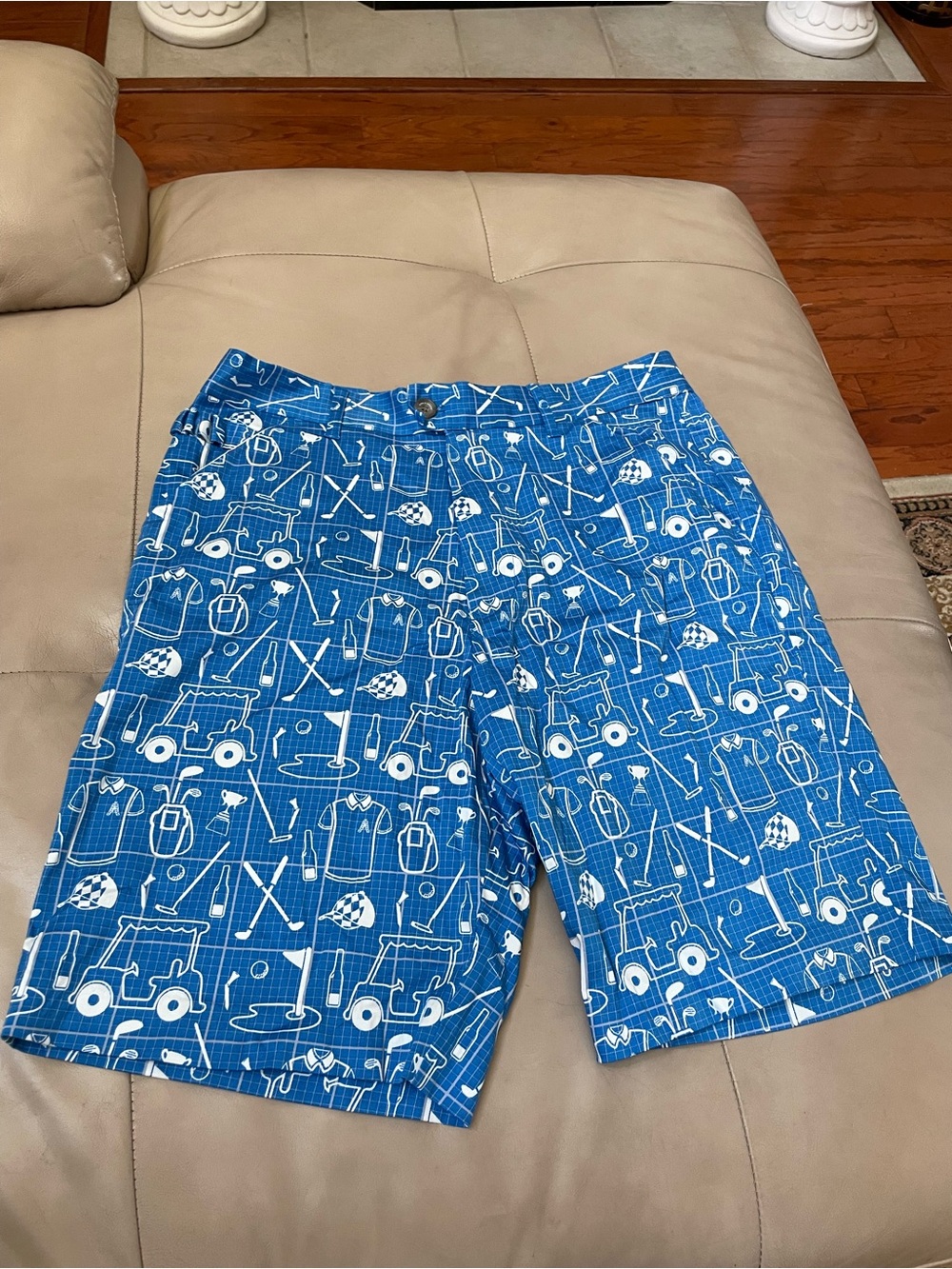 Royal and Awesome Blue Deaign Golf Shorts, Size 34